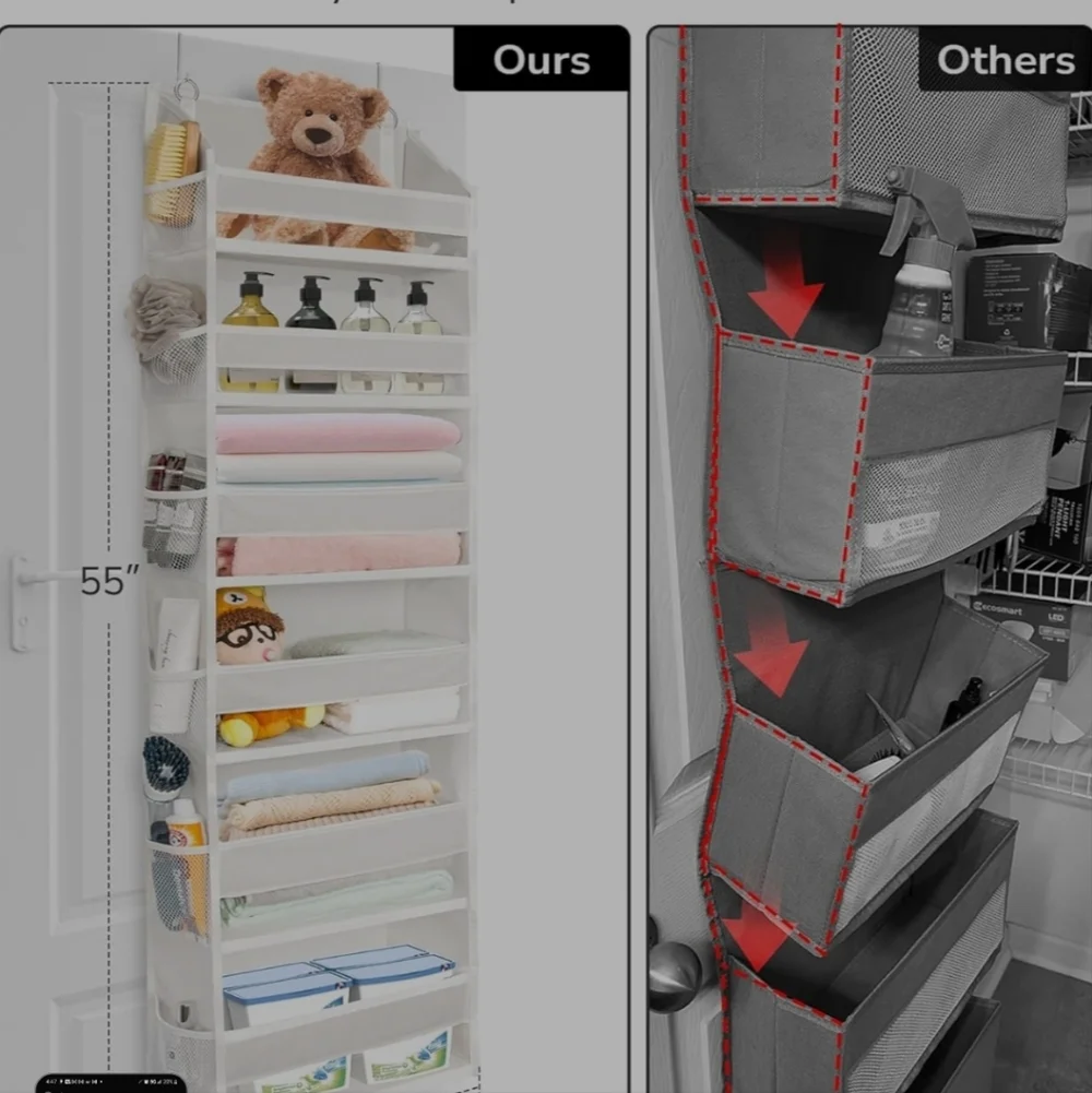 ULG Brown Over-the-Door Organizer with See-Through Windows 6 Levels Beige